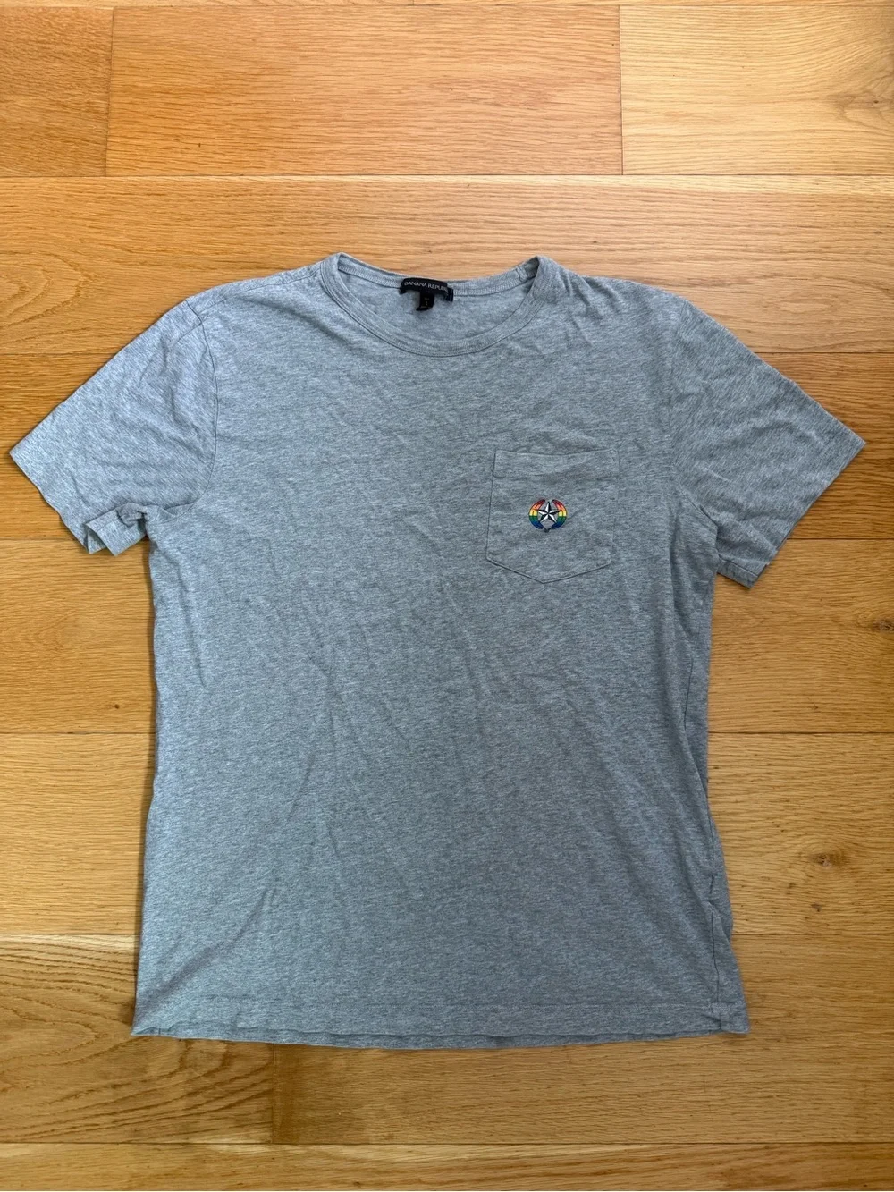 Men's Gray Pocket Tee with Pride Emblem